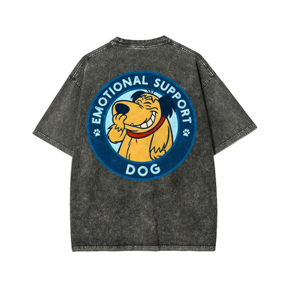 Dog Support Or Not? Front And Back Printing Washed T-shirt