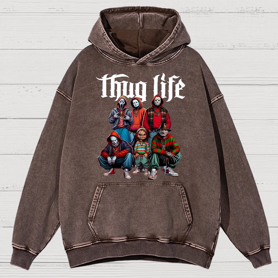 Thug Life Horror Movie Halloween Vintage Distressed Hoodie