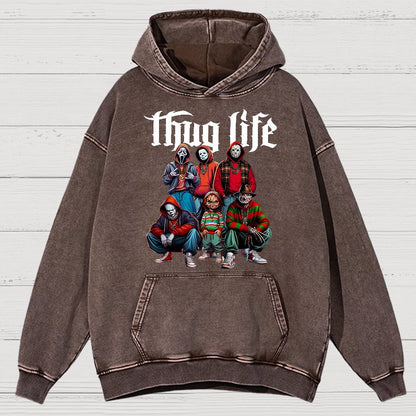 Thug Life Horror Movie Halloween Vintage Distressed Hoodie