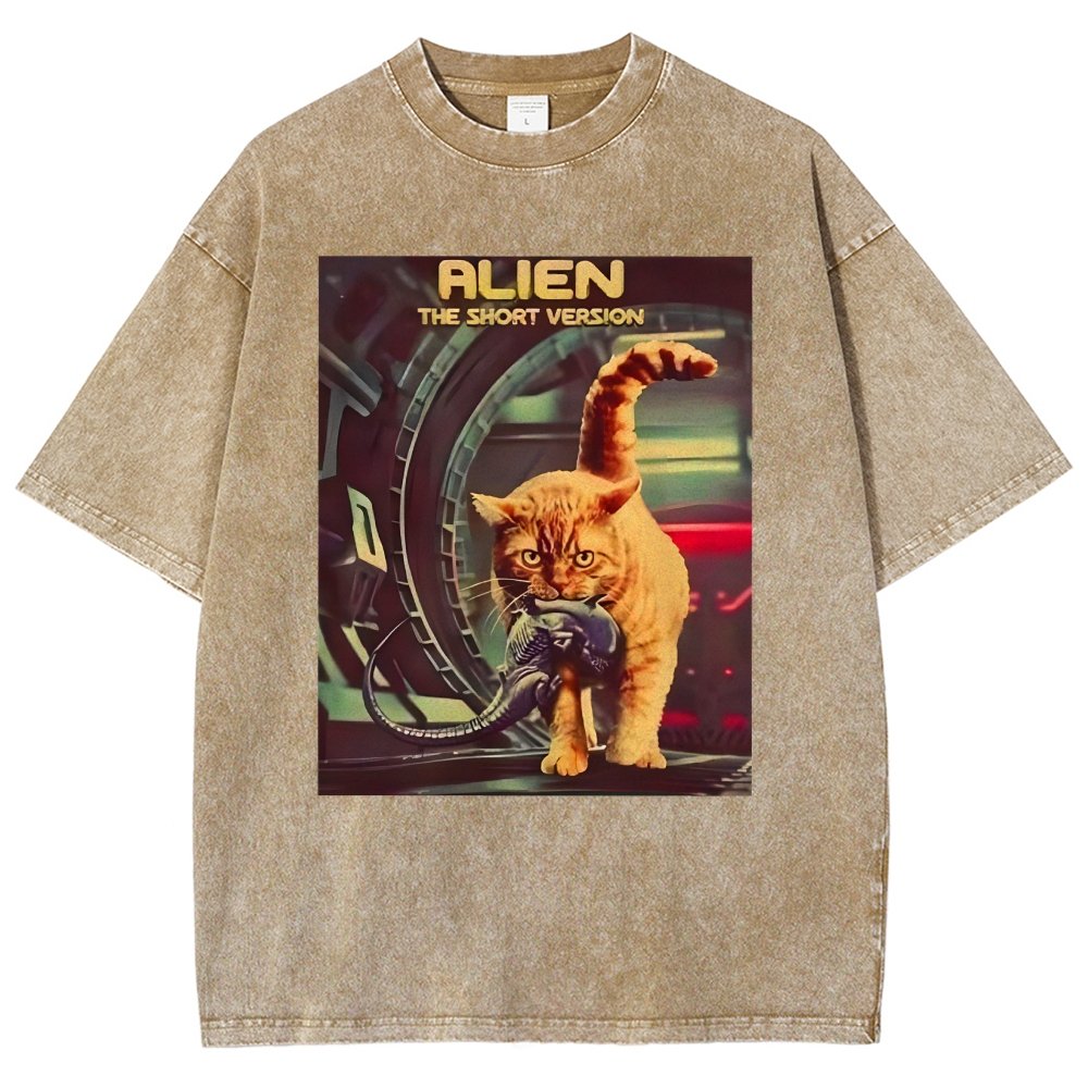 Mystery Cat Heavy Vintage Distressed T-shirt