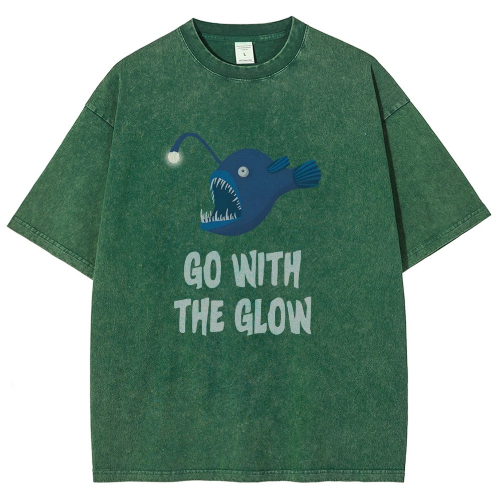 Go With The Glow Anglerfish Pun Vintage Distressed T-shirt
