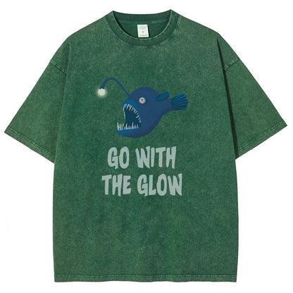 Go With The Glow Anglerfish Pun Vintage Distressed T-shirt