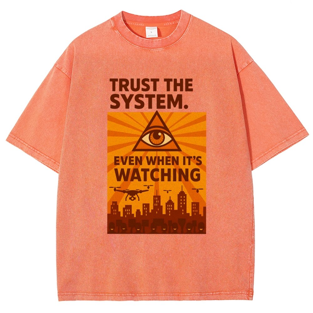 Trust The System - Dystopian Surveillance Vintage Distressed T-shirt
