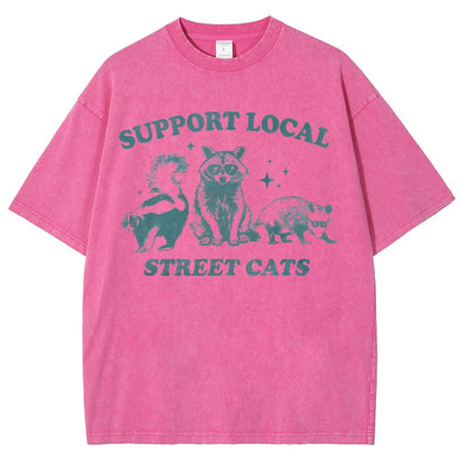 Support Your Local Street Cats Vintage Distressed T-shirt