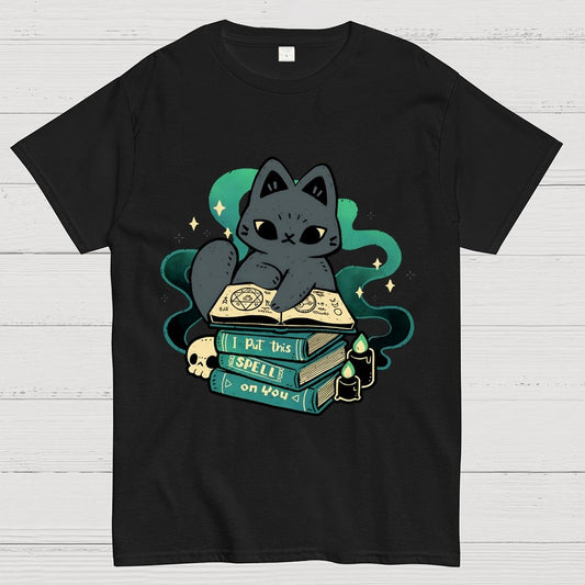 Magical Cat with Spellbook Geek T-Shirt