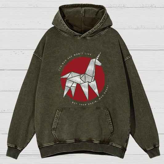 Origami Unicorn  Vintage Distressed Hoodie