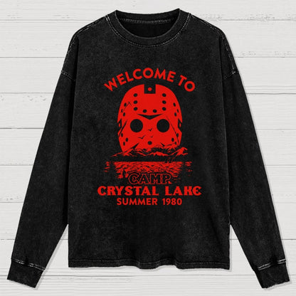 Welcome To Crystal Lake Washed Long Sleeve Tee