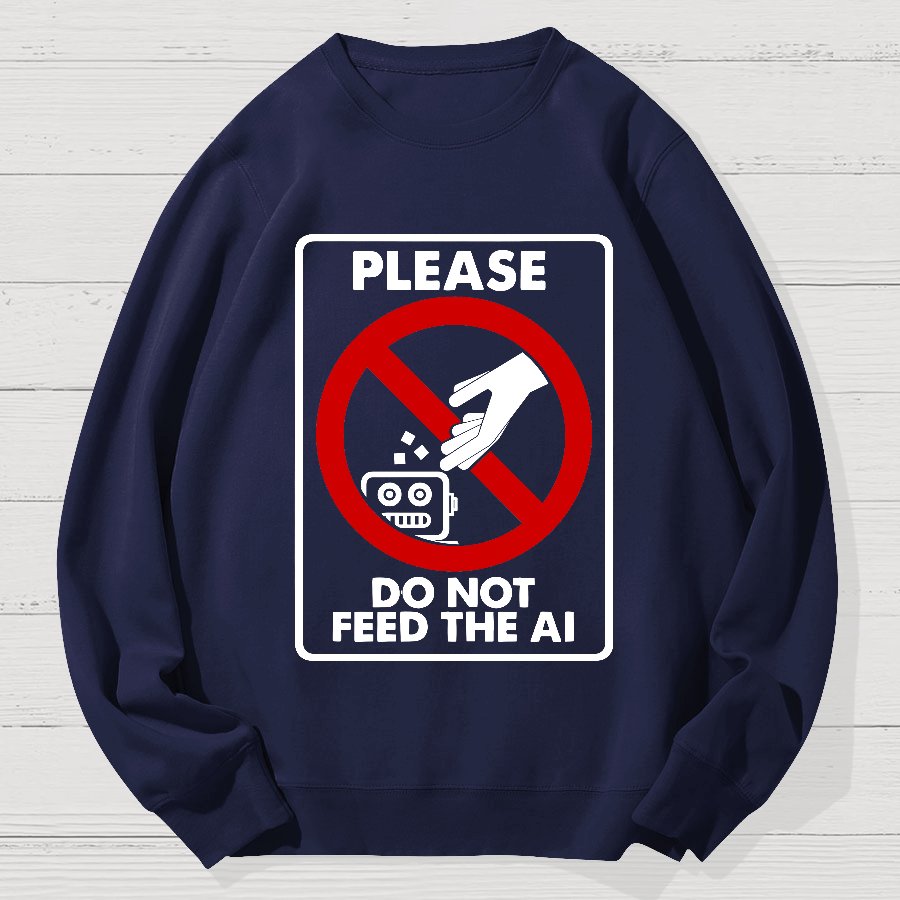 Please Do Not Feed The AI Geek Cotton Sweatshirt