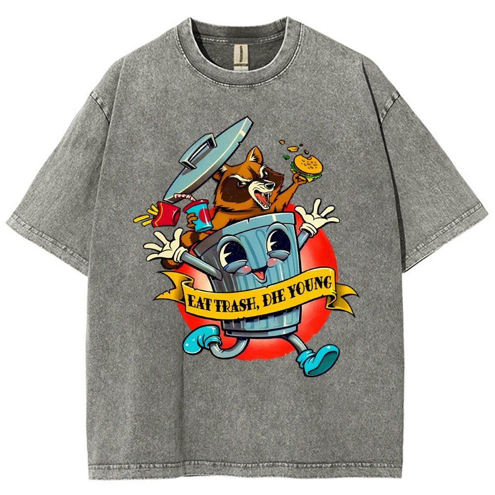 Eat trash die young vintage cartoon Classic Vintage Distressed T-shirt