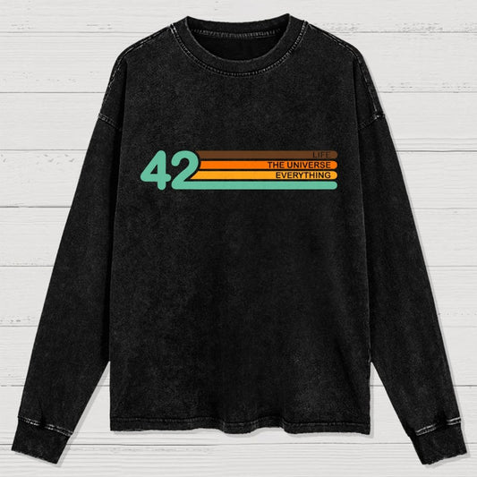 42  Life The Universe And Everything Washed Long Sleeve Tee