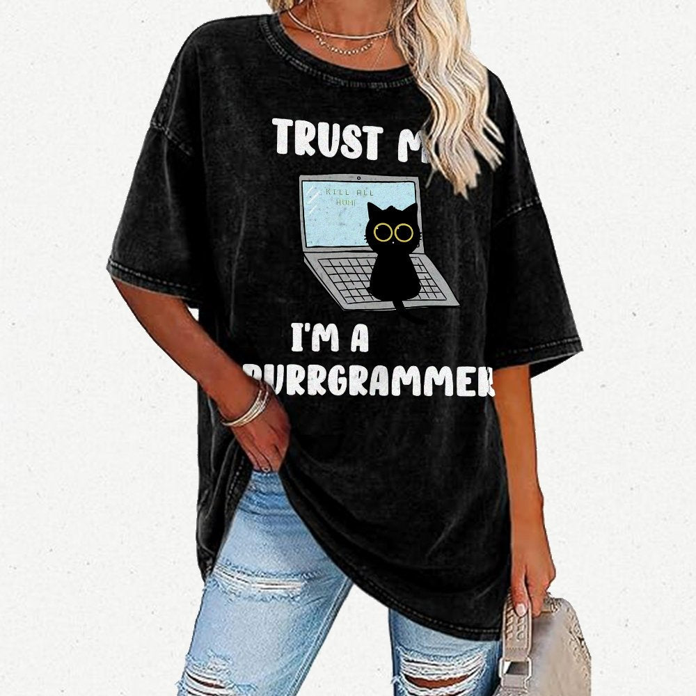 Trust Me Kill All Homi 00 I'm A Purrgrammer Vintage Distressed T-shirt