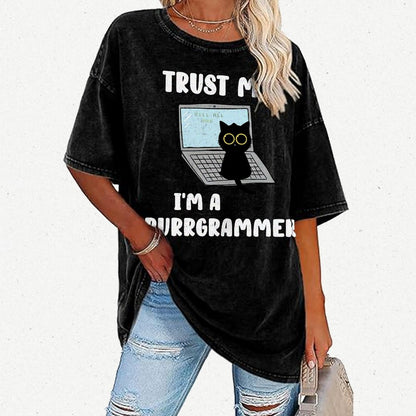 Trust Me Kill All Homi 00 I'm A Purrgrammer Vintage Distressed T-shirt