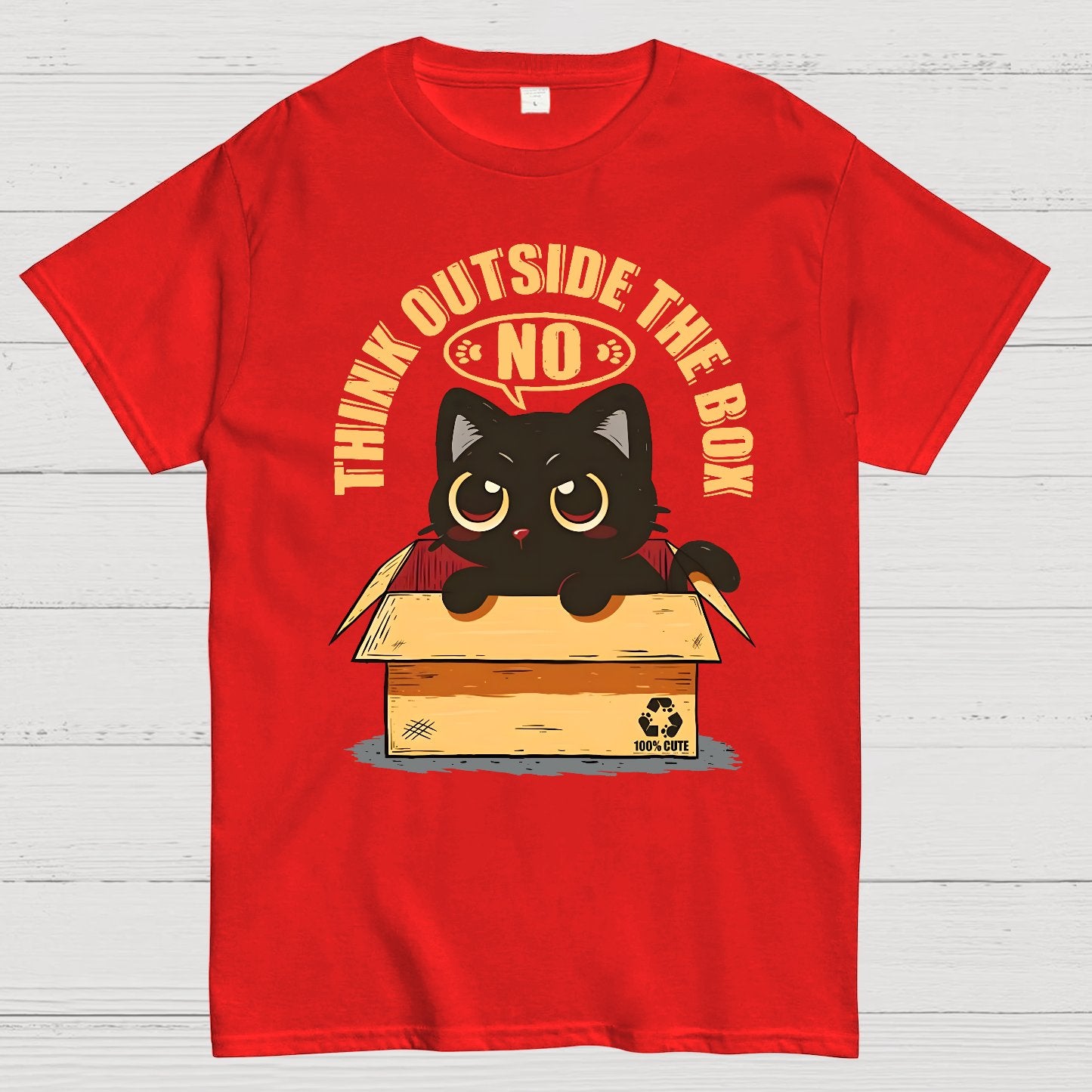 Cat THink Outside In A Box Geek T-Shirt