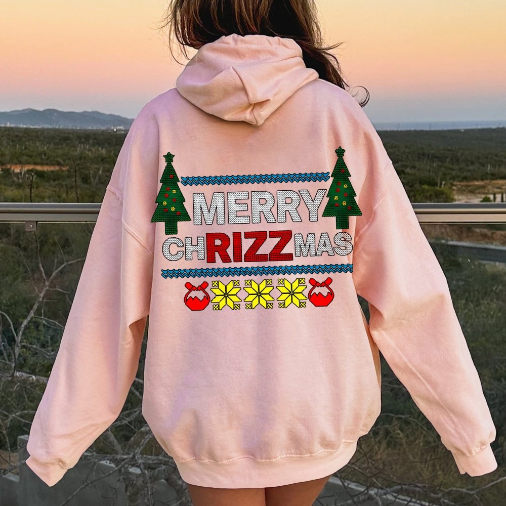 MERRY CHRIZZMAS Printed Back Unisex Cotton Hoodie