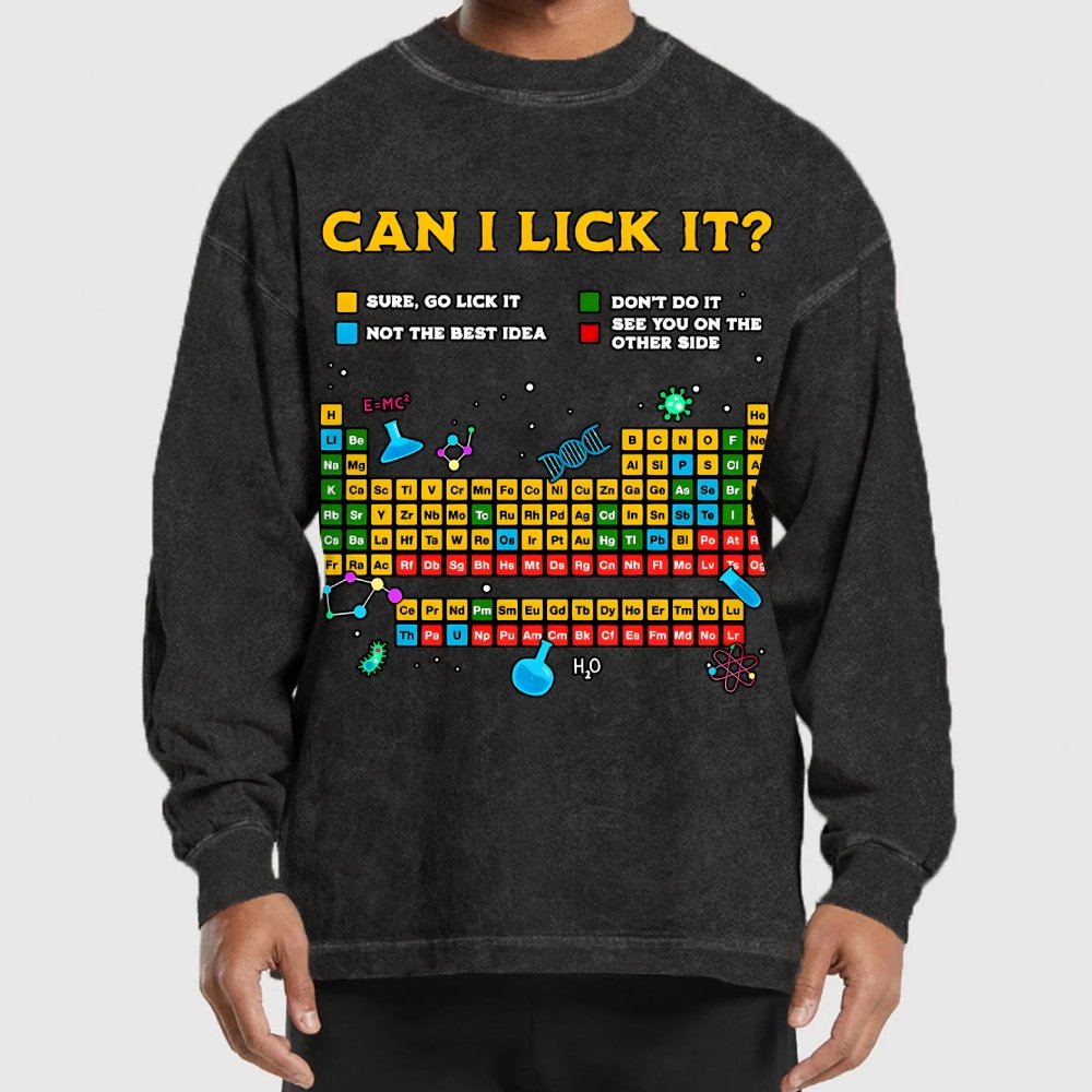 Can I Lick It Periodic Table Washed Long Sleeve Tee