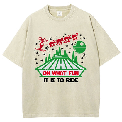 Oh！What Fun It Is To Ride Christmas Vintage Distressed T-shirt