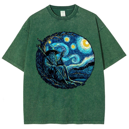 Starry Wizard Vintage Distressed T-shirt