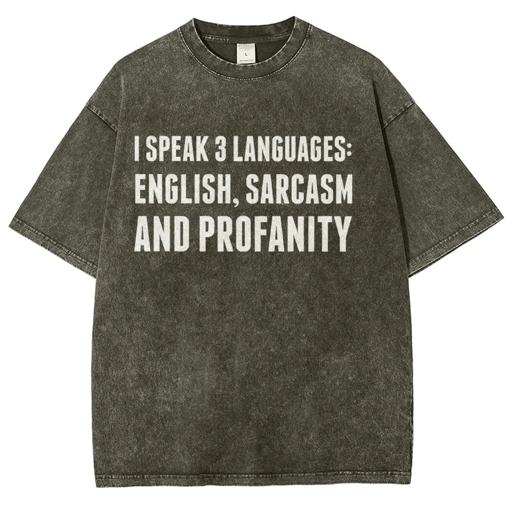 Funny Word I speak English Sarcasm and Profanity Vintage Distressed T-shirt