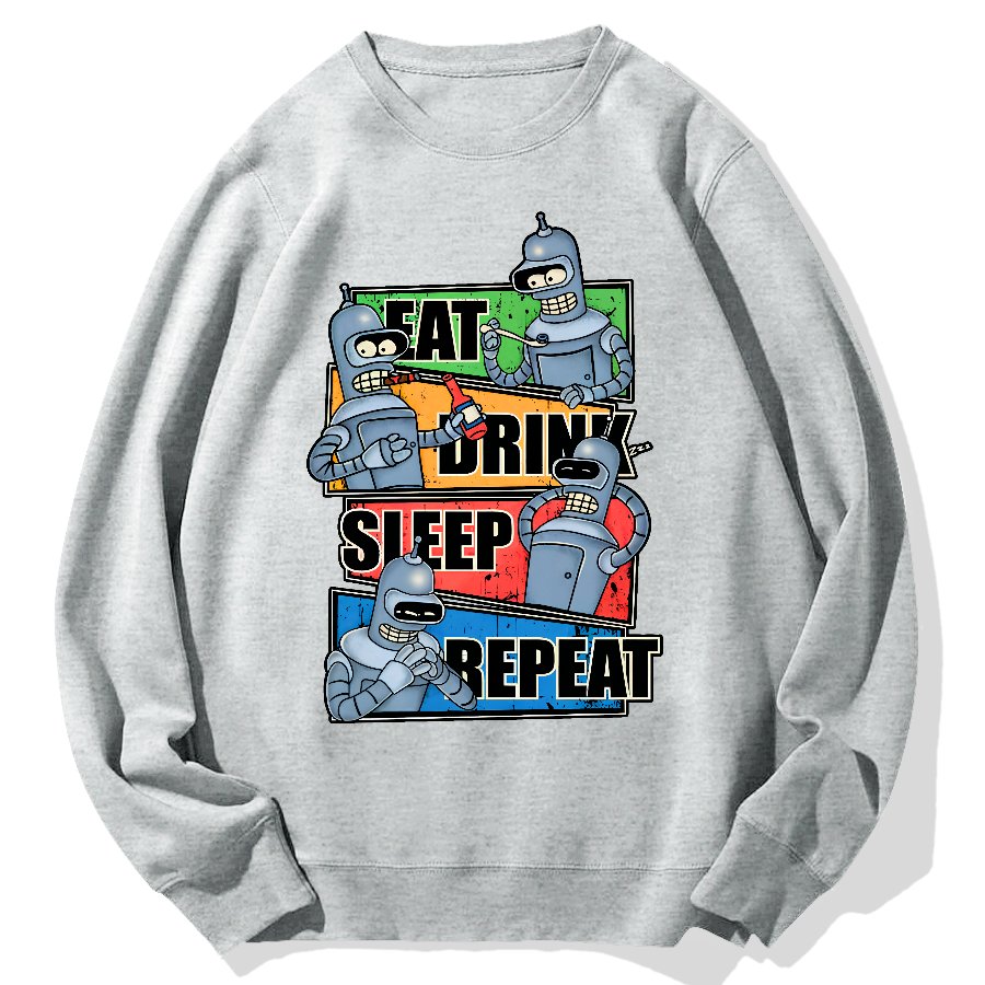 Eat Drink Sleep Repeat Geek Cotton Sweatshirt