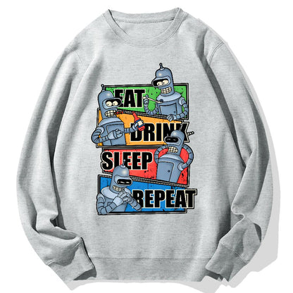 Eat Drink Sleep Repeat Geek Cotton Sweatshirt