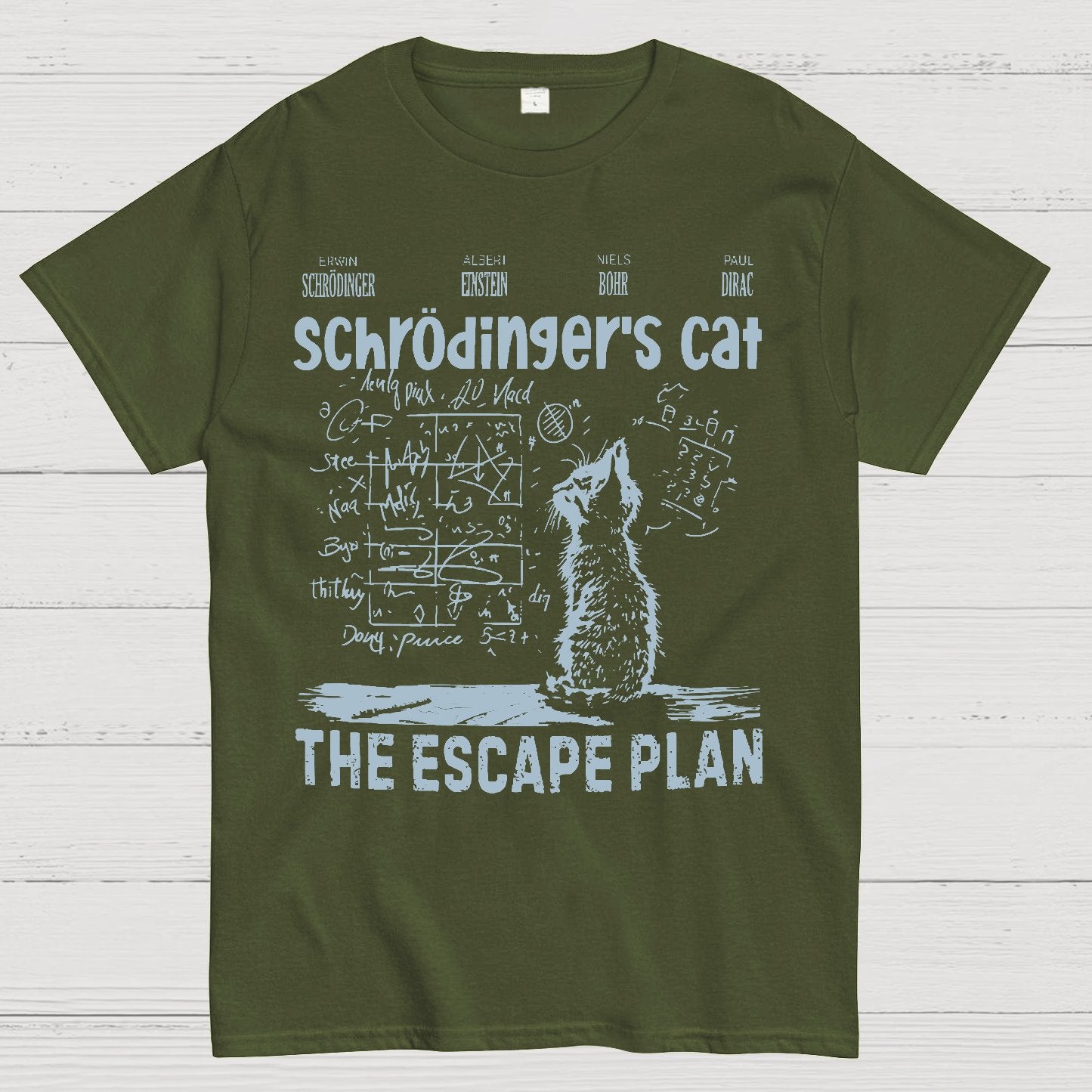 Schrodinger's Cat Escape Plan Interesting Physics Science Geek T-Shirt