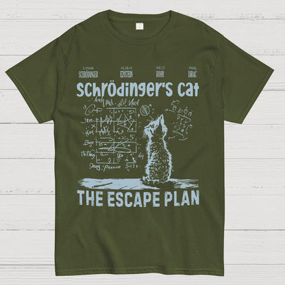 Schrodinger's Cat Escape Plan Interesting Physics Science Geek T-Shirt