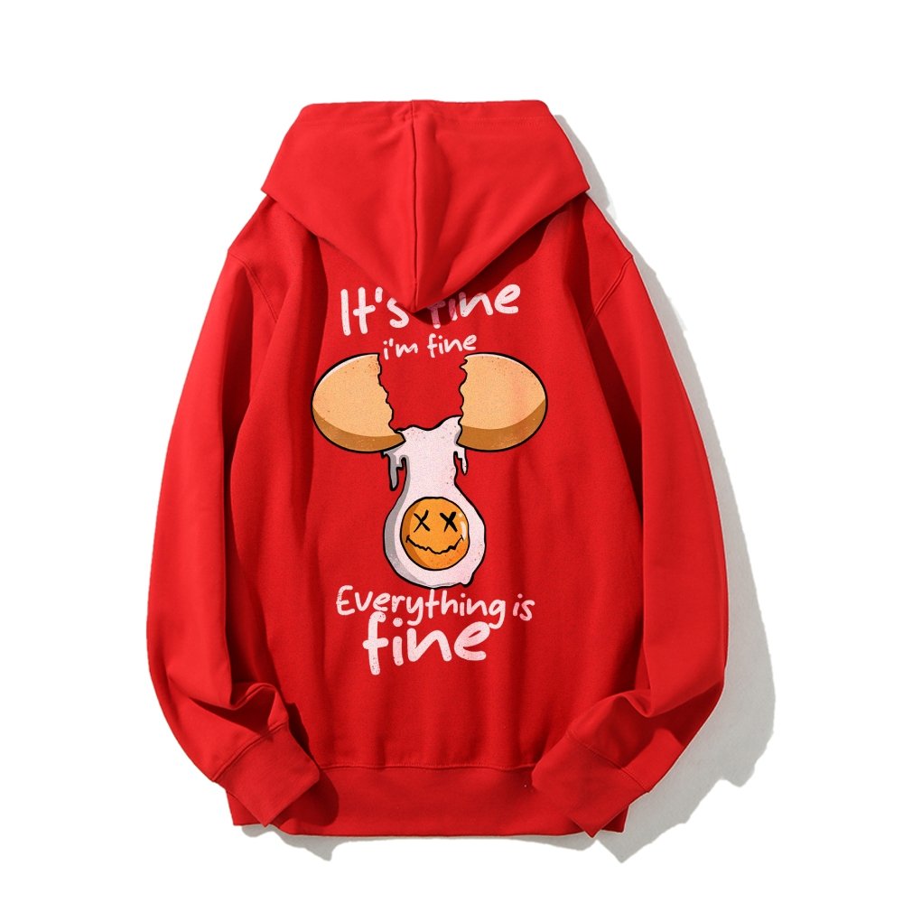 Everything is fine Printed Back Unisex Cotton Hoodie