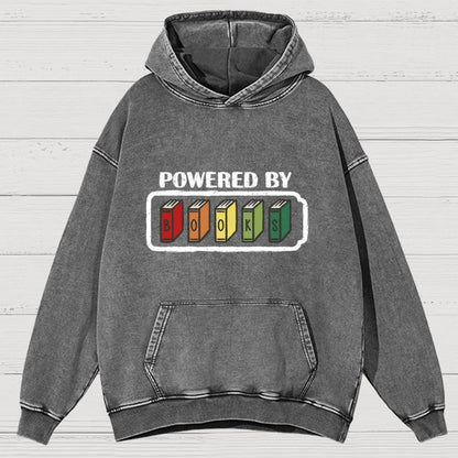 Powered by Books Vintage Distressed Hoodie