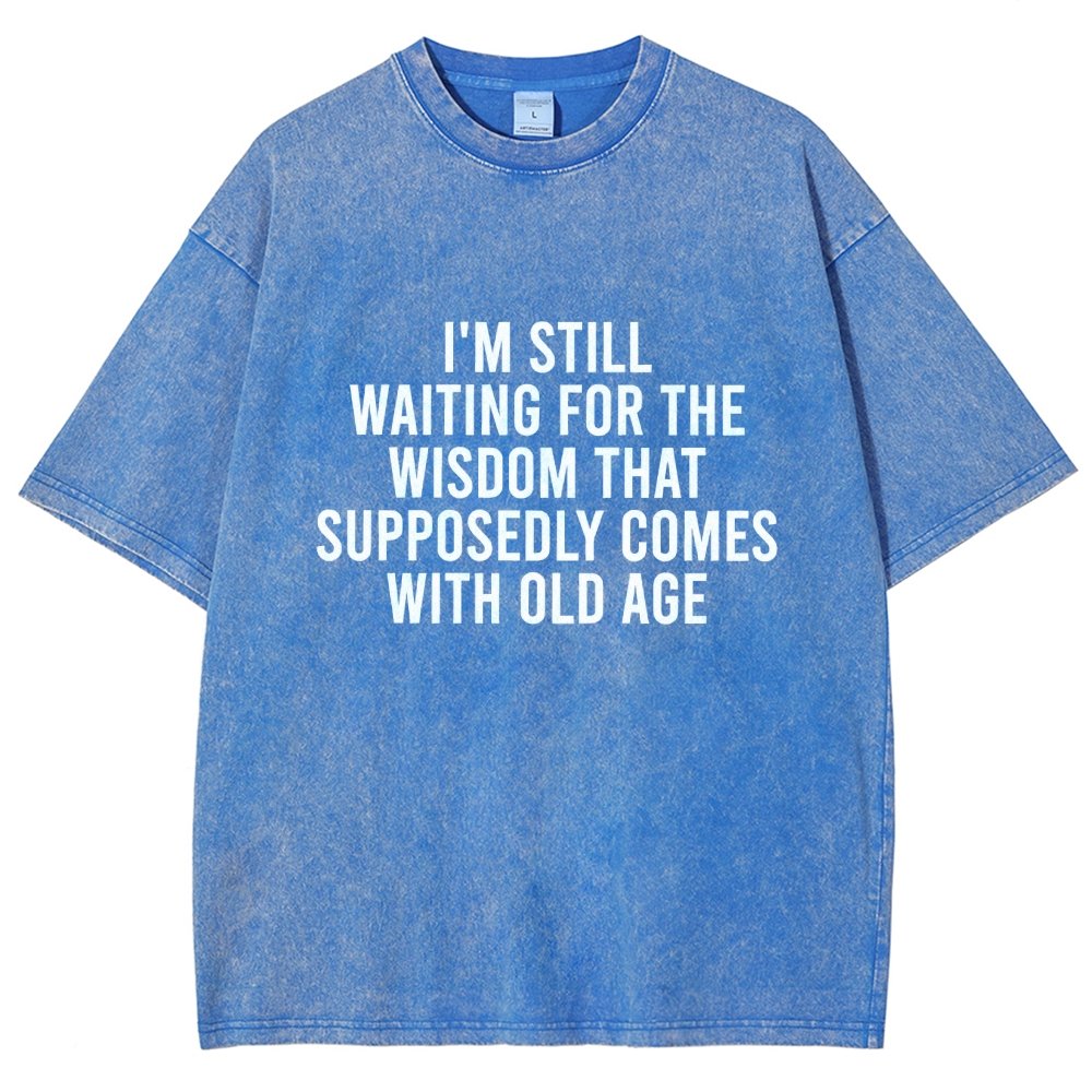 I'm Still Waiting For The Wisdom. That Supposedly Come With Old Age Vintage Distressed T-shirt