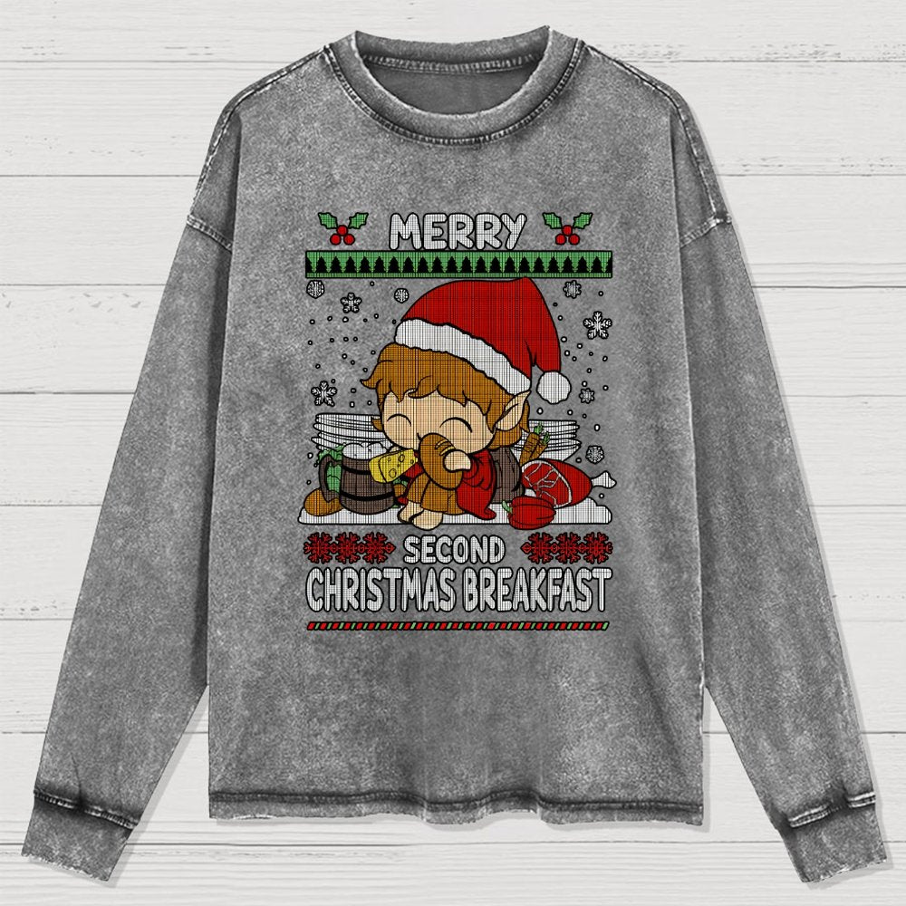 Extra breakfast Christmas Washed Long Sleeve Tee