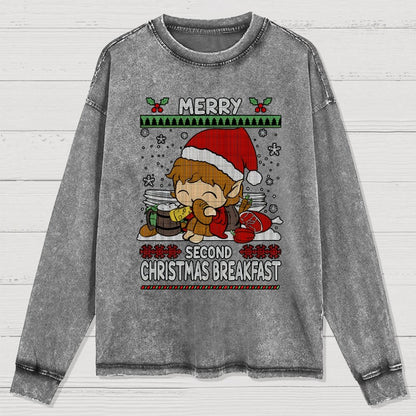Extra breakfast Christmas Washed Long Sleeve Tee
