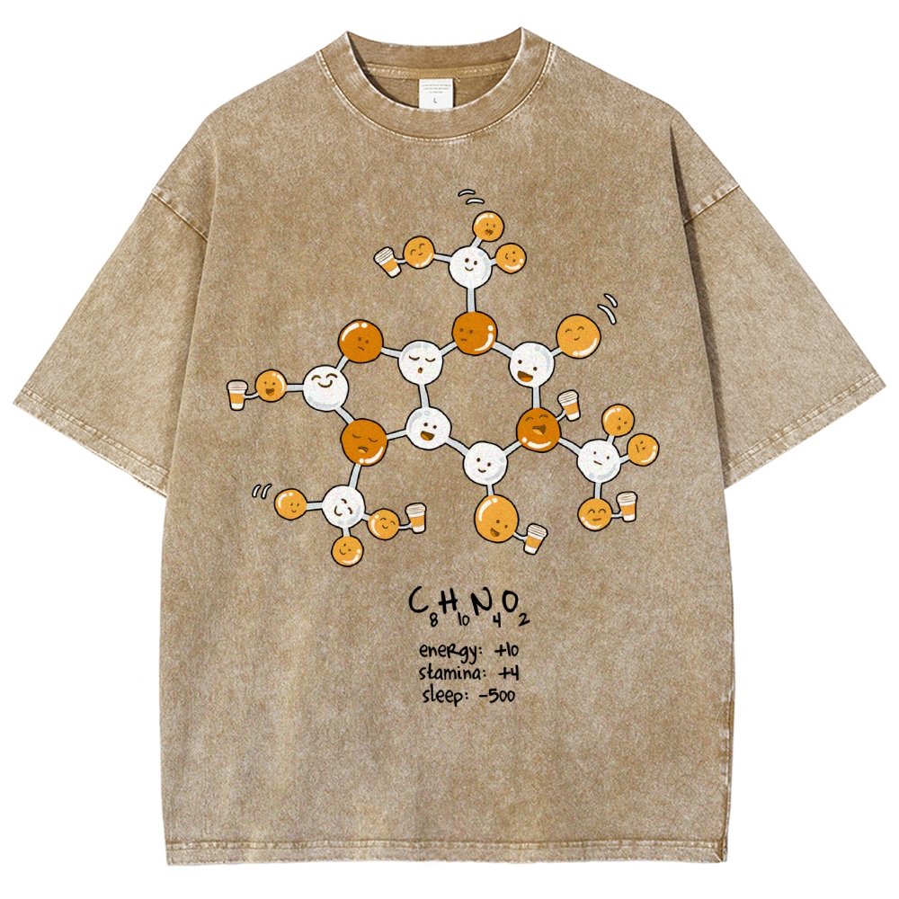 Caffeine Power Up Vintage Distressed T-shirt