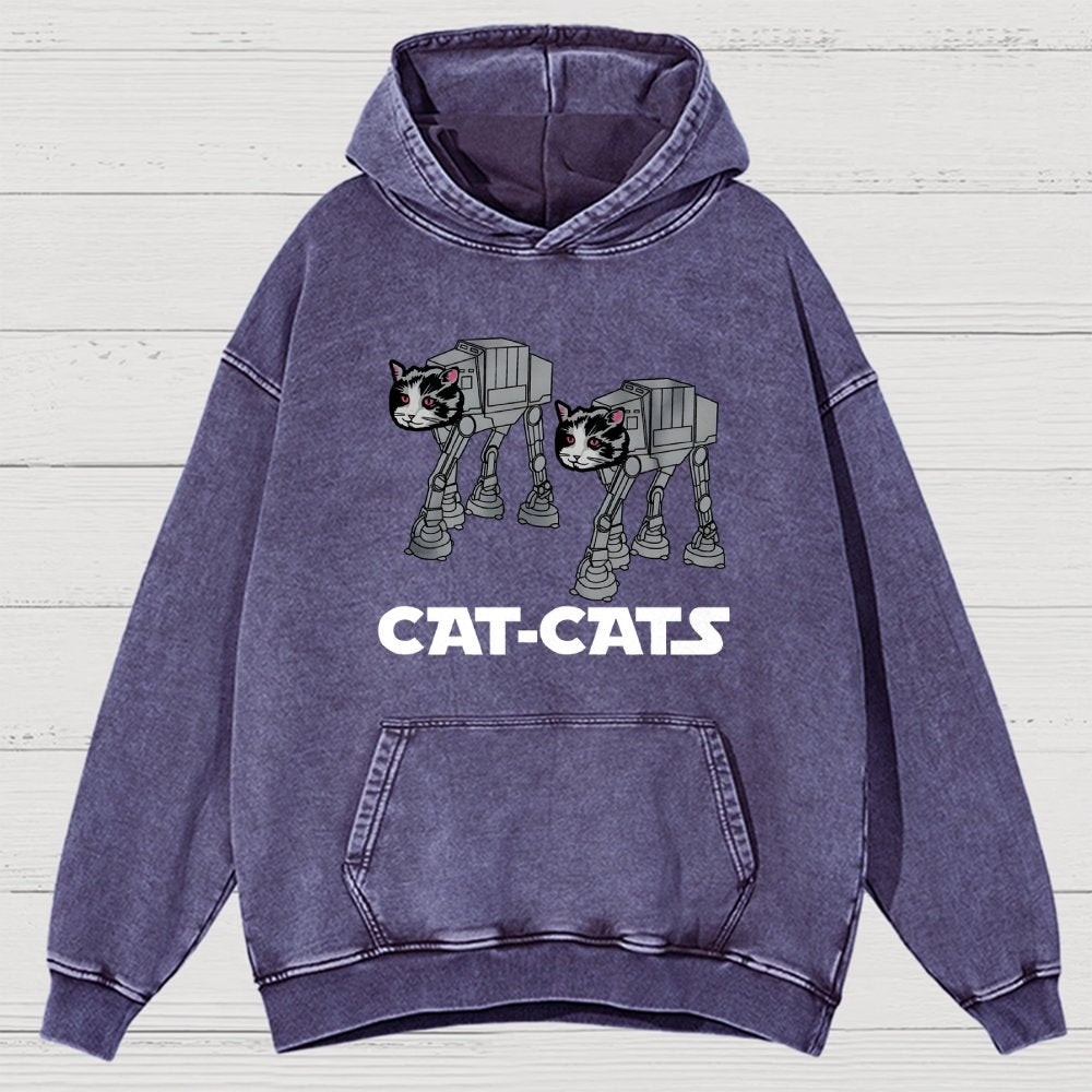 Walking Robot Cat Vintage Distressed Hoodie