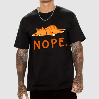 Nope Lazy Cat Geek T-Shirt