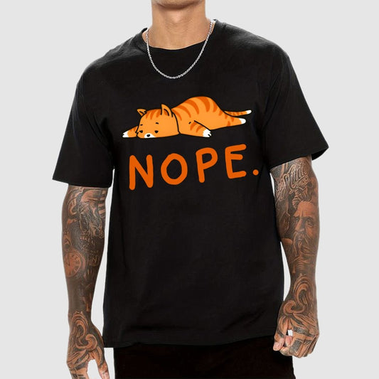 Nope Lazy Cat Geek T-Shirt