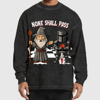 None Shall Pass Washed Long Sleeve Tee