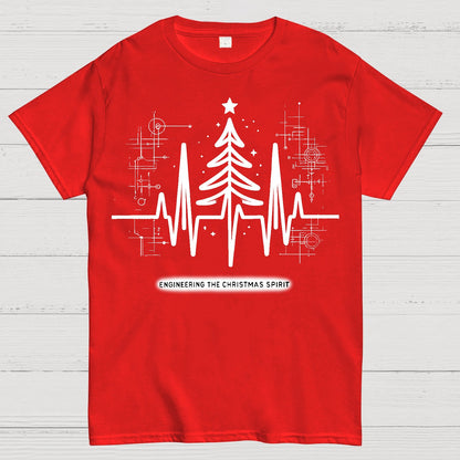 Engineer Heartbeat and Christmas Tree Geek T-Shirt
