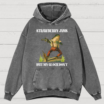 Strawberry Jams But My Glock Don't Vintage Distressed Hoodie