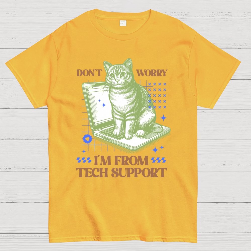 Don't Worry I'm From Tech Support Cat Geek T-Shirt
