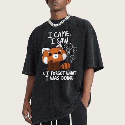 I Came I Saw I Forgot What I Was Doing Forgetful Red Panda Vintage Distressed T-shirt