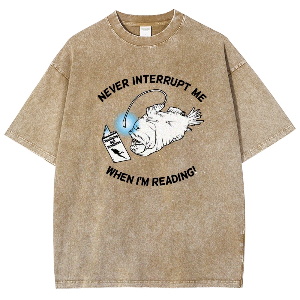 Angler Fish Reading Vintage Distressed T-shirt