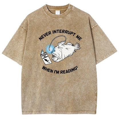 Angler Fish Reading Vintage Distressed T-shirt