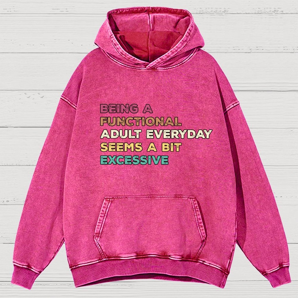 Being A Functional Adult Everyday Seems A Bit Excessive Adult Humor Vintage Distressed Hoodie