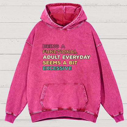 Being A Functional Adult Everyday Seems A Bit Excessive Adult Humor Vintage Distressed Hoodie