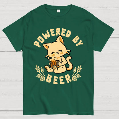 Powered By Beer Cat Geek T-Shirt