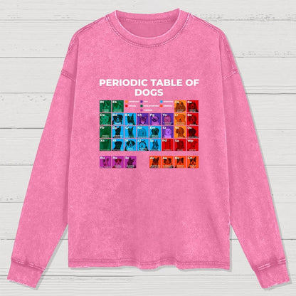 Periodic Table Of Dogs Dog Lover Funny Science Washed Long Sleeve Tee