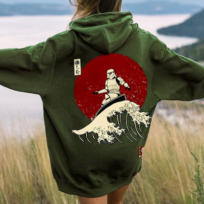 Cosmic Wave Printed Back Unisex Cotton Hoodie