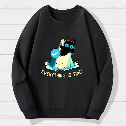 Everything Is Fine! Cat Geek Cotton Sweatshirt