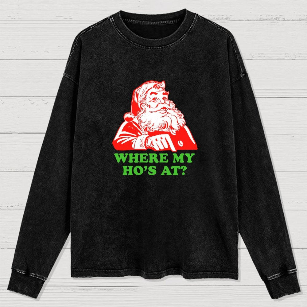 Ho Ho Ho Christmas Washed Long Sleeve Tee