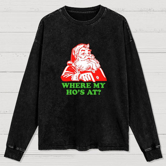 Ho Ho Ho Christmas Washed Long Sleeve Tee